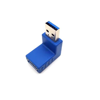 10 бр. Адаптер преобразувател USB3.0 AM в AF-L-образна форма, удължителен кабел USB 3.0, жак от мъжа към жената под ъгъл 90 градуса