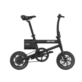 12-инчов сгъваем електрически велосипед с рамка от въглеродна стомана, разглобяема литиева батерия, предни и задни двухдисковые спирачна система с електрически люк