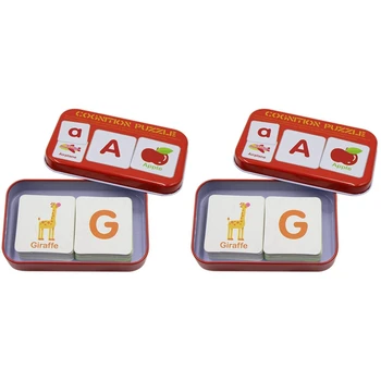 2X memory card със защита от разкъсвания, обучение картички-пъзели с азбука, кутия за съхранение в ума си, азбука