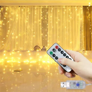 3 М, 4 М, 6 М Led Венец за Пердета на прозореца USB-Венец Приказни Светлини с Дистанционно Управление Коледна Гирлянда Led Светлини Коледна Украса
