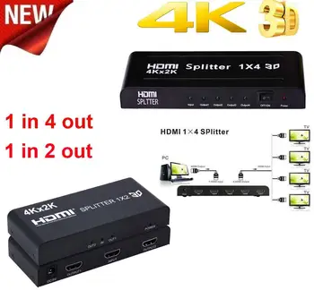 4Kx2K 1x2 HDMI сплитер 1x4 дървен материал видео конвертор 4K 3D 1080P 60Hz от 1 до 2 3 4 за PS3 PS4 TV Box, DVD компютър на компютър за монитор, проектор