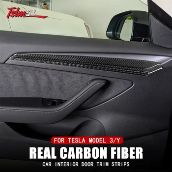 8 бр. стикер за вътрешно дръжката на вратата на колата е от въглеродни влакна, тампон на лента, стикер за Tesla, модел 3 2017-2022, модел Y 2020-2022, Аксесоари