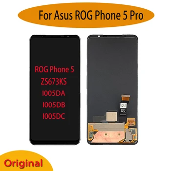 Amoled Оригинал За Asus ROG Phone 5 Pro ZS673KS I005DA I005DB I005DC LCD екран и Тъчпад Дигитайзер