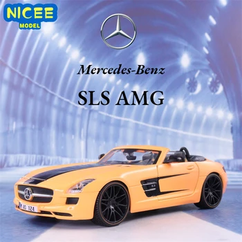 Maisto 1:24 спортен автомобил от сплав на Mercedes-Benz SLS AMG, лят под налягане метална играчка кола, симулация модел на колата, колекция детски подаръци B799