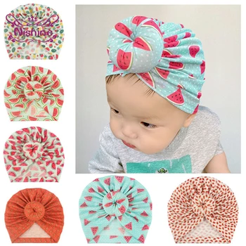 Nishine 19*18 cm Модни шапки с шарките на диня и плодове за новородени, шапки-понички с принтом за малки момичета, детски шапки, украса за парти