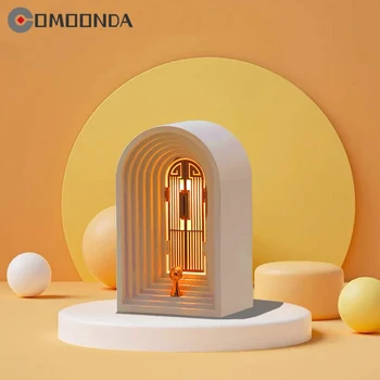 Атмосферата на скандинавския дизайн нощна светлина във формата на арка led сензорен лампа с регулируема яркост за спални Акумулаторна музикален плеър, Bluetooth Декор Блясък