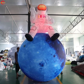 Безплатна доставка, външна реклама, led осветление, гигантски надуваем астронавт в балон с горещ въздух на Луната за продажба
