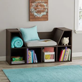 Вашата зона, детски кът за четене и съхранение на книжния шкаф, тъмно кестен маса, лавица за книги, лавица за книги, детски мебели