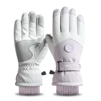 Водоустойчив ски ръкавици, дамски зимни ръкавици със сензорен екран, зимни ръкавици с руното облицовка, топли минерални ръкавици за сноуборд, ски, бягане