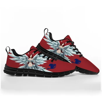 Горещи спортни обувки Erza Scarlet от аниме Fairy Tail, мъжки дамски обувки за юноши, детски черни маратонки, благородна парна баня обувки по поръчка