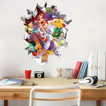 Декоративни стикери за стени, детски стаи Pokemon Pikachu, аниме 