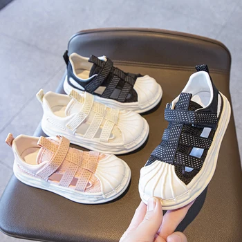 Детски летни дишащи меш-сандали за момичета и момчета, нескользящие маратонки, меки и удобни обувки на равна подметка, детски обувки