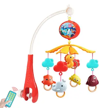 Детски мобил за креватче, детска музикална кошче, мобил със закачалка, въртящи се играчки, украса на детски креватчета за новородените бебета момчета и момичета