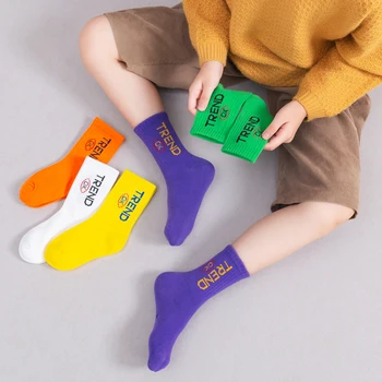 Детски чорапи, пролетно-есенни и летни и зимни дишащи памучни чорапи за момчета и момичета, детски чорапи за скейтборд от 2 до 11 години