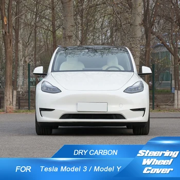 Етикети За Подмяна На Волана В Колата Отпред От Сух Въглероден За Tesla Model 3 Y 2021-2023 Вътрешна Украса Детайли На Интериора