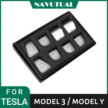 Етикети от алуминиева сплав за цялата кола Tesla модел 3 Y 2022 Врата копчето Централна бутон на прозореца за управление на етикети на волана 11 бр.