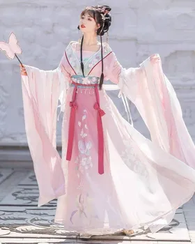 Женствена рокля Ханфу с древната китайска традиционна бродерия, женски костюм фея Ханфу за cosplay, лятно лилава рокля Ханфу