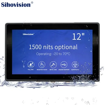 Индустриален LCD дисплей морски дисплей 12-инчов сензорен водоустойчив ip67 фланец 1000 гнида дисплей с висока яркост