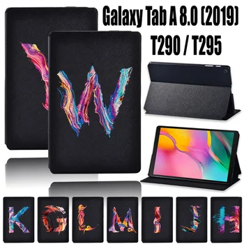 Калъф за Samsung Galaxy Tab A T290/T295 (2019) 8,0 См, Поставка за таблет от Изкуствена Кожа с 26 Букви, Защитната Обвивка, Калъф-книжка + Стилус