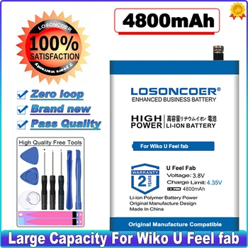 Капацитет на батерията LOSONCOER 4800 mah за Wiko U Feel fab в наличност