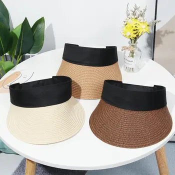 Лятна ежедневни преносима сламена шапка с широка периферия, плажна шапка, шапка солнцезащитная