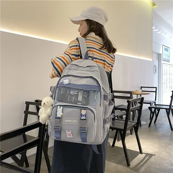 Модерен женски раница, водоустойчив, за момичета, колежи, Kawai, студентски памучен сладка училищна чанта, Harajuku, тийнейджърката Mochila