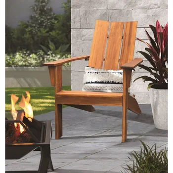 Модерен стол Adirondack от дърво на открито, натурален цвят