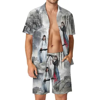 Мъжки плажен костюм The Неопитомено 3 с графичен дизайн, 2 броя, координати винтажного изход, размер Eur
