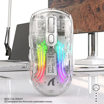 Нова акумулаторна безжична прозрачна мишка с осветление, тиха Bluetooth-мишка RGB Crystal, слот мишка за преносими КОМПЮТРИ, компютърна офис