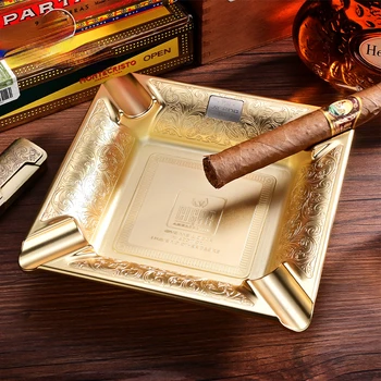Пепелник за пури с модел, крупнокалиберный многопортовый слот за цигари, мед метал и луксозна керамика пепелник с капак