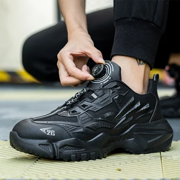 Работни обувки от най-новите защитни обувки за мъже Попадат на нови промишлени обувки без връзки със защита от пробиви, обувки със стоманени пръсти, неразрушаемая