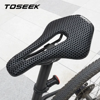Седлото с 3D принтом TOSEEK, сверхлегкое кормило седло от въглеродни влакна, сотовое седалка за шоссейного велосипед МТВ, мека възглавница, детайли за колоездене