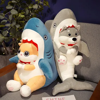 Сладка кукла-акула, плюшен играчка, възглавница, кукла-куче-акула, забавен подарък за един човек и приятелка, подарък за рожден ден за момичета, деца, момчета