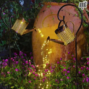 Слънчевата led венец, градинска водоустойчива лампа-лейка, окачен фенер, водопади, декоративни подарък за сватба в градина, двор