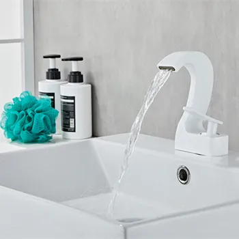 Смесител за мивка с водопад, домакински напълно меден кран за топла и студена вода, мивка, мивка и смесител