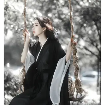 Традиционната рокля Ханфу, женски китайски черен комплект, женски костюм за cosplay на Хелоуин, летен празничен костюм, плюс размер XL