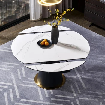 Уникална италианска комбинация от кухненския плот с кръгла дъска от естествен камък, съвременната простота, странични масички, странична мебели Mesa Para