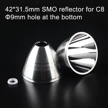 1 бр. SMO-рефлектор 42*31,5 мм за C8 с подплата, отвор с диаметър 7 mm/9 мм на дъното, гладък рефлектор