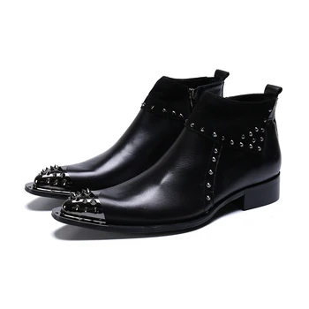 2023 Италианската однотонная официалната обувки с нитове, оригинални модела обувки в голям размер, с остри пръсти, модерен мъжки полусапожки от естествена кожа