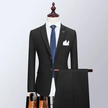 2023 Мъжете (костюм + нов стил) - Новия бутик на модна Джентълмен Тънък красив британски церемониален костюм Сватба кума два комплекта униформи