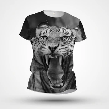 2023 Нова тениска с изображение на животни, с 3D принтом тигър, къс ръкав, индивидуален фабрично директен годишният спортен топ за отдих, монтиране на топ