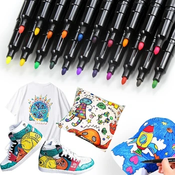 24 Цвят Водоустойчив цветостойкая плат, текстилни Маркерная дръжка, Перманентная Цветна писалка за DIY дрехи, Художествена писалка за рисуване на графити