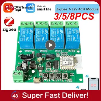 3/5/8 бр 4-канален Модул за Zigbee Smart Light Switch Dc 5/12/32 В Rf433 Посрещане, Работа с Алекса Google Assistant Sasha Smart Life