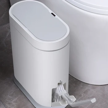 8-литрова кофа за боклук, домакински индукционный электрифицированный умен кофа за боклук, тоалетна с капак, четка, вградена тясна книжен баска