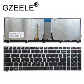 GZEELE Сребриста клавиатура с подсветка на американски и английски език за Lenovo B51-80 G50-80 B51-30 B51-35 B51-80 B70-80 B71-80 M50-70 сребриста осветление