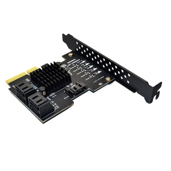 JMS585 чип 5 порта SATA 3,0 до PCIe Карта за разширяване на 4X Gen 3 SATA PCI express Адаптер SATA 3 Конвертор с Радиатор за твърдия диск на НОВА