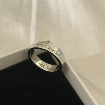 Margiela Стил 20FW Margiela Пръстен с лого във формата на обърнати 925 Сребърен пръстен за двойки Бижута премиум-клас