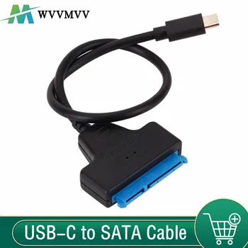 WvvMvv USB Адаптер C SATA Кабел Sata-Type-C USB 3,1 До 6 Gb/с Подкрепа за 2,5-инчов SSD HDD Твърд диск 22-пинов кабел SATA