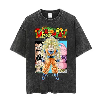 Аниме Dragon Ball Goku Мъжка Тениска Хип-Хоп Реколта Промытая Оверсайз Аниме Тениски за Жени Градинска Облекло Тениски от 100% Памук Тениска