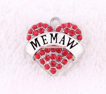 Висулка във формата на сърце MEMAW, нов списък, 50 бр., много цинковых, покрити лъскави червени кристали суспензии (P500105)